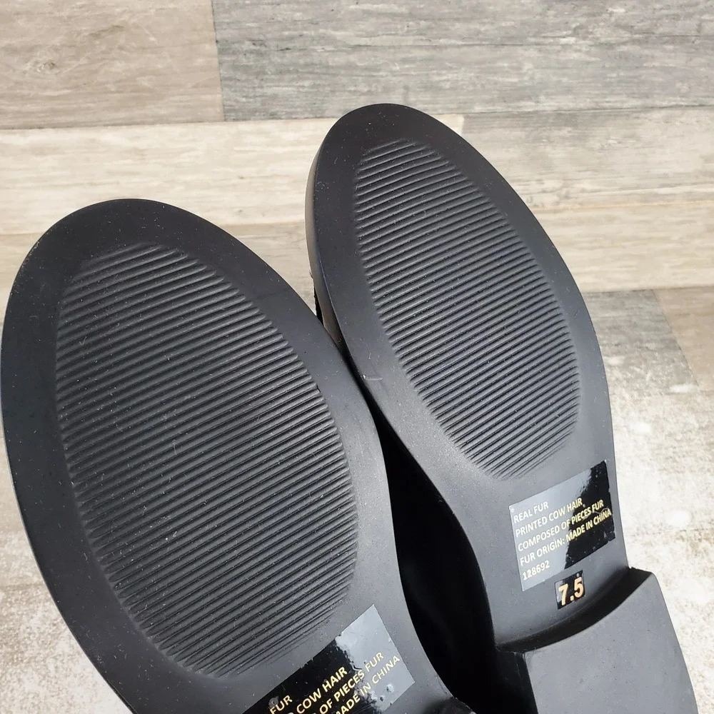 Steve Madden Madison Loafer Shoes Women Sz 7.5 M Black Leather Slip On Round Toe